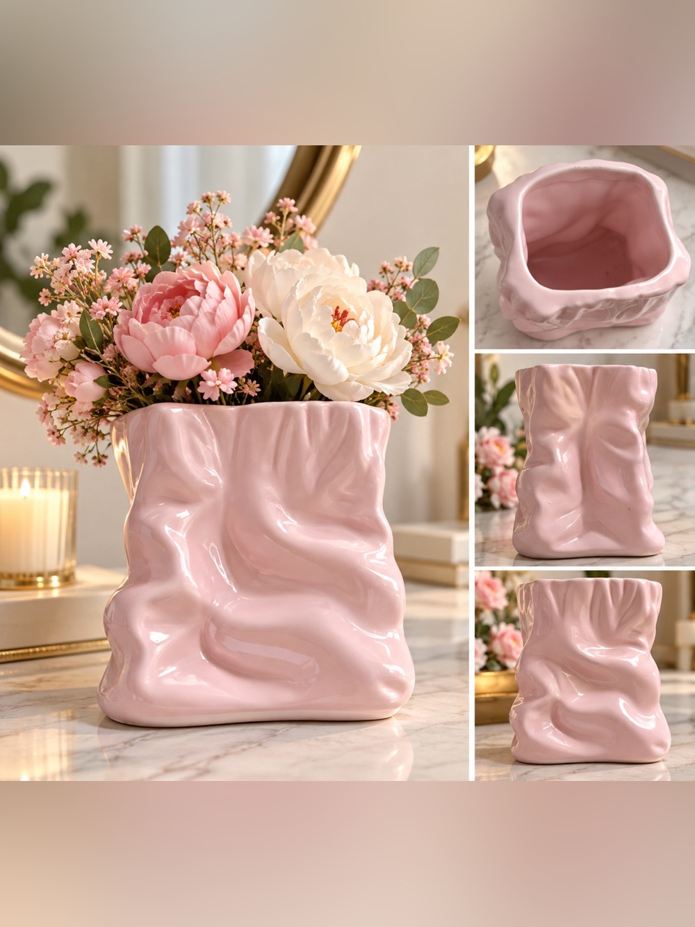 Pink Ceramic Abstract Torso Vase